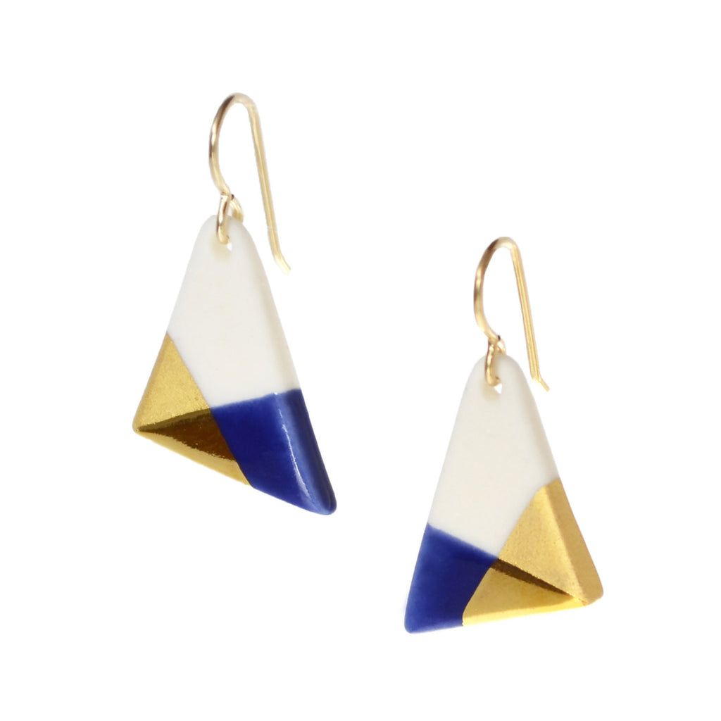 blue triangle dangle earrings - ASH Jewelry Studio - 1
