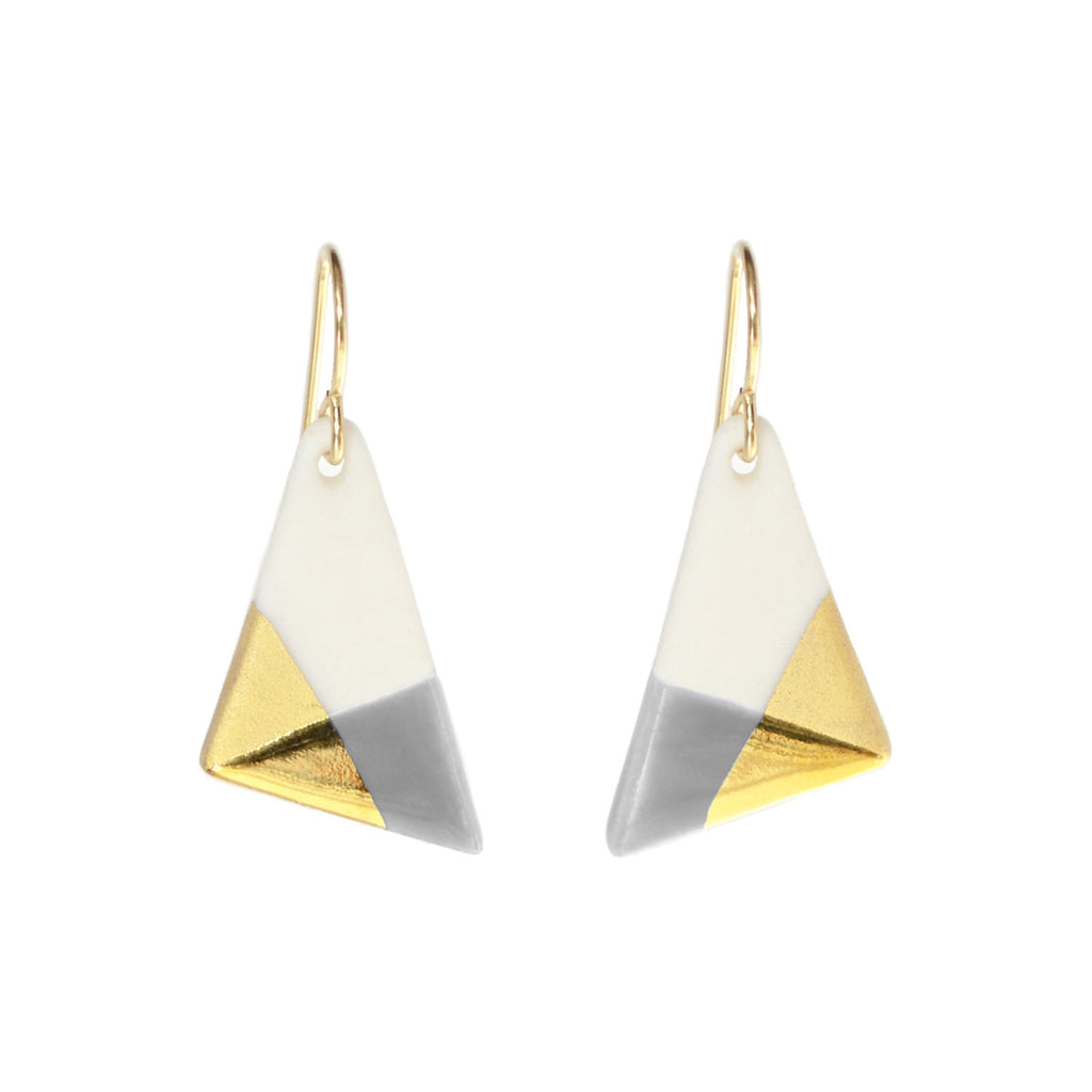 triangle dangle earrings in gray - ASH Jewelry Studio - 1