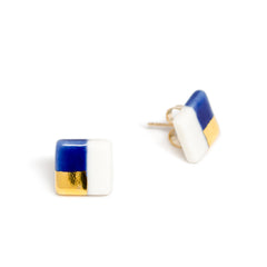petite blue square studs - ASH Jewelry Studio - 1