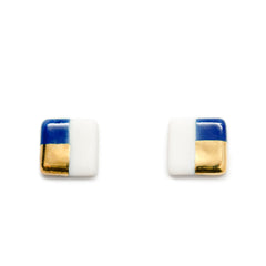 petite blue square studs - ASH Jewelry Studio - 2