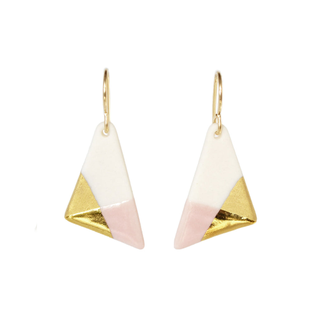 triangle dangle earrings in pink - ASH Jewelry Studio - 1