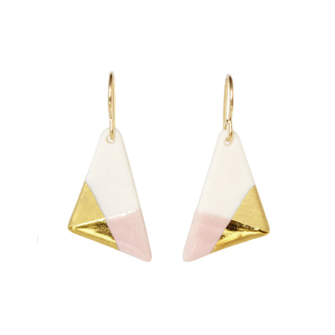 triangle dangle earrings in pink