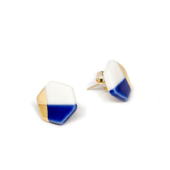 petite hexagon studs in blue - ASH Jewelry Studio - 2