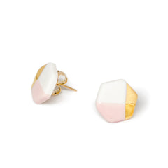 petite hexagon studs in pink - ASH Jewelry Studio - 1