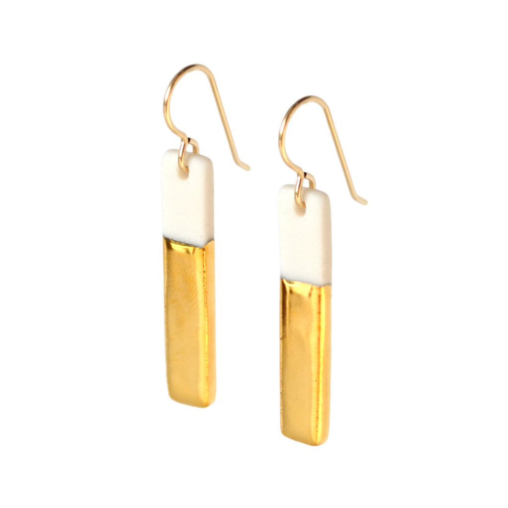 skinny gold bar earrings - ASH Jewelry Studio - 1