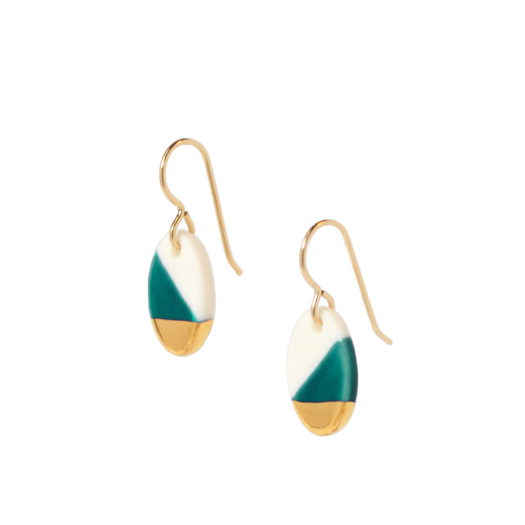 oval dangle earrings in teal - ASH Jewelry Studio - 1