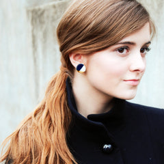modern circle studs in blue - ASH Jewelry Studio - 3