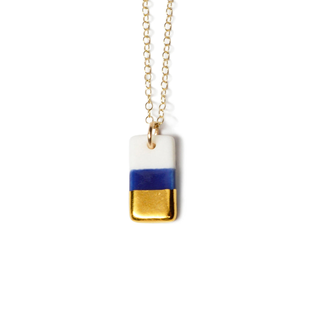tiny royal blue rectangle necklace - ASH Jewelry Studio - 1