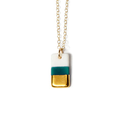 tiny teal rectangle necklace - ASH Jewelry Studio - 1