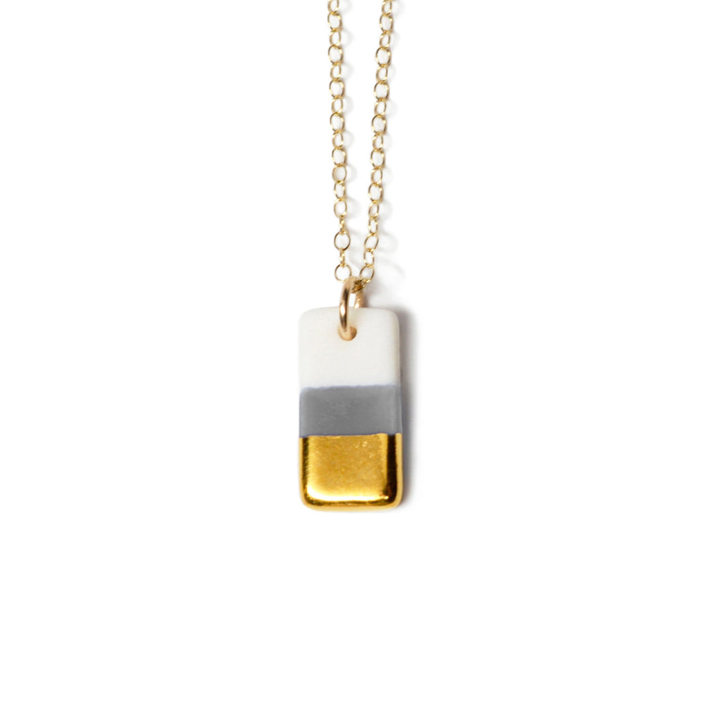 tiny gray rectangle necklace - ASH Jewelry Studio - 1
