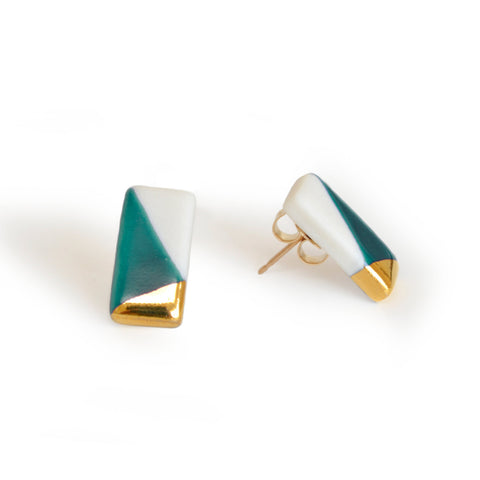 petite rectangle studs in teal
