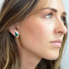 petite rectangle studs in teal - ASH Jewelry Studio - 4