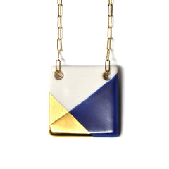 blue and gold square necklace - ASH Jewelry Studio - 2