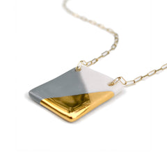 gray and gold square necklace - ASH Jewelry Studio - 2
