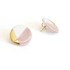 blush pink modern circle studs - ASH Jewelry Studio - 2