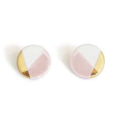 blush pink modern circle studs - ASH Jewelry Studio - 1