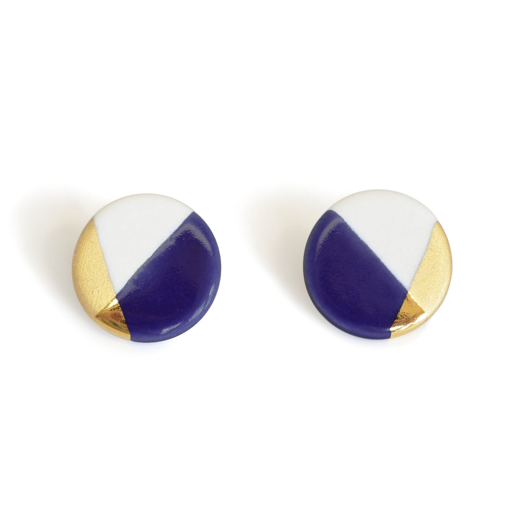 modern circle studs in blue - ASH Jewelry Studio - 1