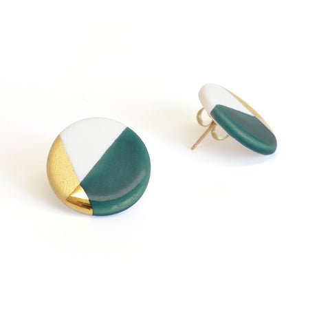 modern circle studs in teal