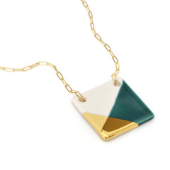 square necklace in teal and gold - ASH Jewelry Studio - 2