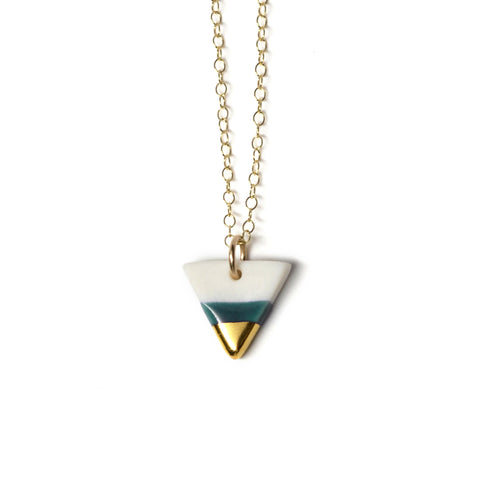 tiny triangle necklace in teal